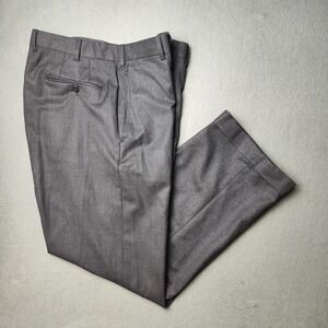 Ermenegildo Zegna Pants Mens 34x30 Gray Wool Dress Trouser Flat Front Portugal